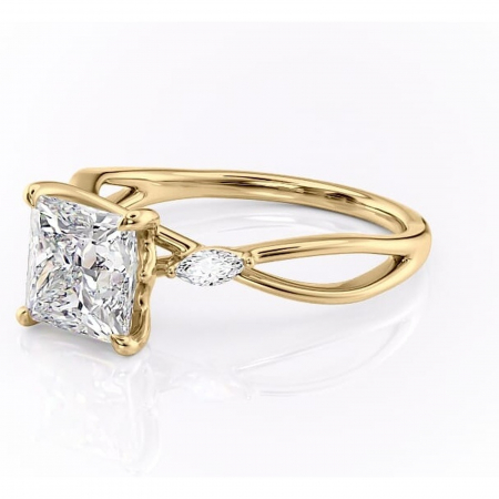 Inel de logodnă Mirabel din aur Galben 18kt cu moissanite tăietură princess – Pietre laterale rafinată pentru profil mediu | Personalizează și configurează gratuit online [6]