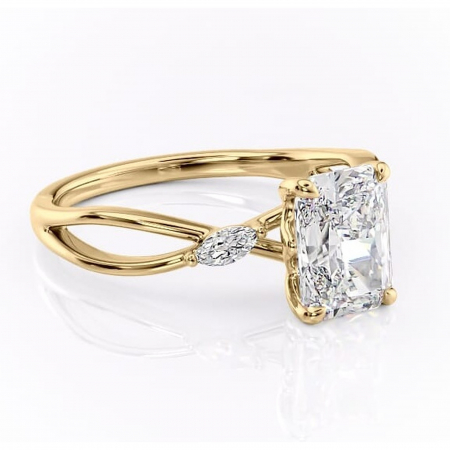 Aur galben - Inel de logodnă Mirabel din aur Galben 18kt cu moissanite tăietură radiantă – Pietre laterale rafinată pentru profil mediu | Personalizează și configurează gratuit online