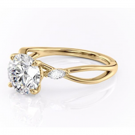 Inel de logodnă Mirabel din aur Galben 14kt cu moissanite tăietură rotundă – Pietre laterale rafinată pentru profil mediu | Personalizează și configurează gratuit online [6]