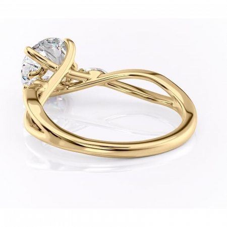 Inel de logodnă Mirabel din aur Galben 14kt cu moissanite tăietură rotundă – Pietre laterale rafinată pentru profil mediu | Personalizează și configurează gratuit online [3]