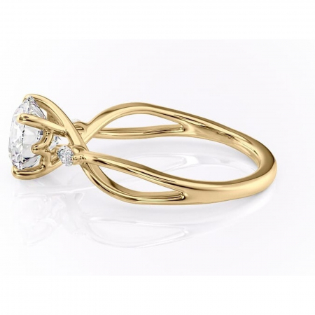 Inel de logodnă Mirabel din aur Galben 14kt cu moissanite tăietură rotundă – Pietre laterale rafinată pentru profil mediu | Personalizează și configurează gratuit online [5]