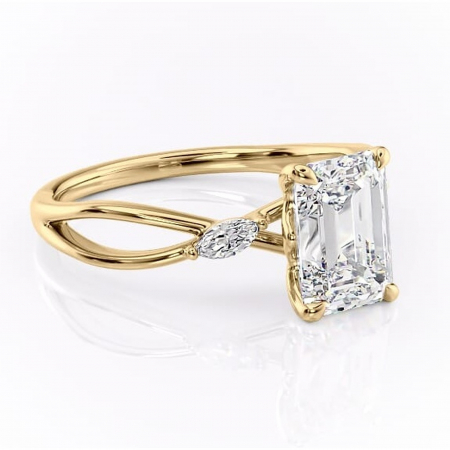 Aur galben - Inel de logodnă Mirabel din aur Galben 18kt cu moissanite tăietură smarald – Pietre laterale rafinată pentru profil mediu | Personalizează și configurează gratuit online