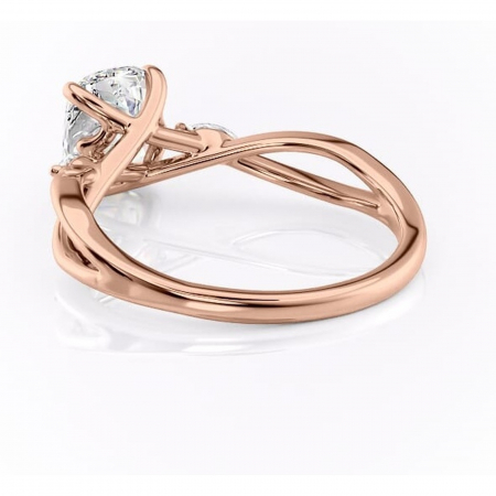 Inel de logodnă Mirabel din aur Rose 14kt cu moissanite tăietură pernă – Pietre laterale rafinată pentru profil mediu | Personalizează și configurează gratuit online [3]