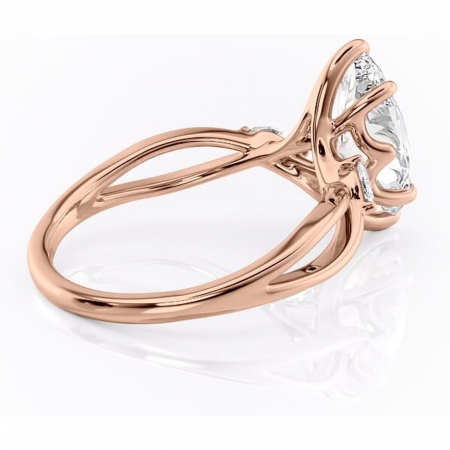 Inel de logodnă Mirabel din aur Rose 14kt cu moissanite tăietură marquise – Pietre laterale rafinată pentru profil mediu | Personalizează și configurează gratuit online [2]
