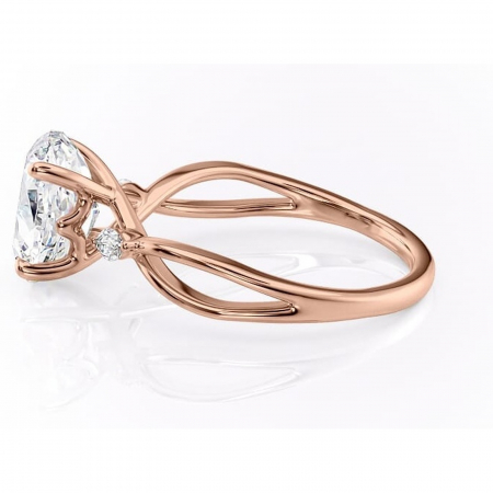 Inel de logodnă Mirabel din aur Rose 18kt cu moissanite tăietură ovală – Pietre laterale rafinată pentru profil mediu | Personalizează și configurează gratuit online [5]