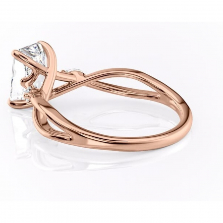 Inel de logodnă Mirabel din aur Rose 18kt cu moissanite tăietură radiantă – Pietre laterale rafinată pentru profil mediu | Personalizează și configurează gratuit online [4]