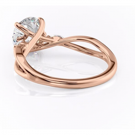 Inel de logodnă Mirabel din aur Rose 14kt cu moissanite tăietură rotundă – Pietre laterale rafinată pentru profil mediu | Personalizează și configurează gratuit online [3]