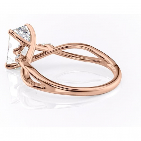 Inel de logodnă Mirabel din aur Rose 14kt cu moissanite tăietură smarald – Pietre laterale rafinată pentru profil mediu | Personalizează și configurează gratuit online [4]