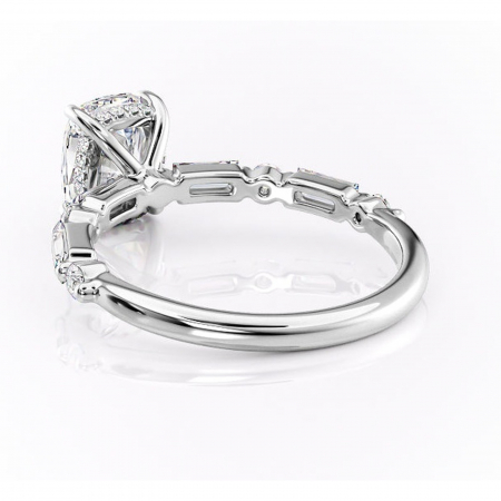 Inel de logodnă Moonstone din aur Alb 14kt cu moissanite tăietură asscher – Pietre laterale rafinată pentru profil înalt | Personalizează și configurează gratuit online [3]