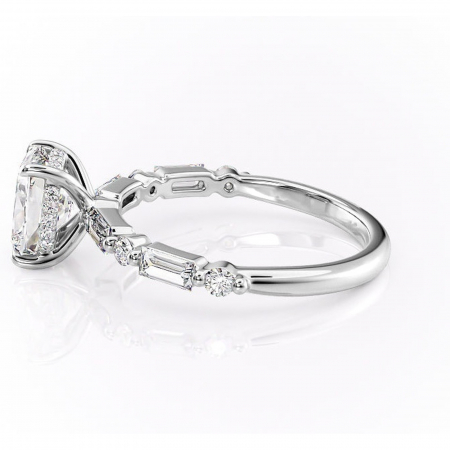 Inel de logodnă Moonstone din aur Alb 14kt cu moissanite tăietură asscher – Pietre laterale rafinată pentru profil înalt | Personalizează și configurează gratuit online [5]