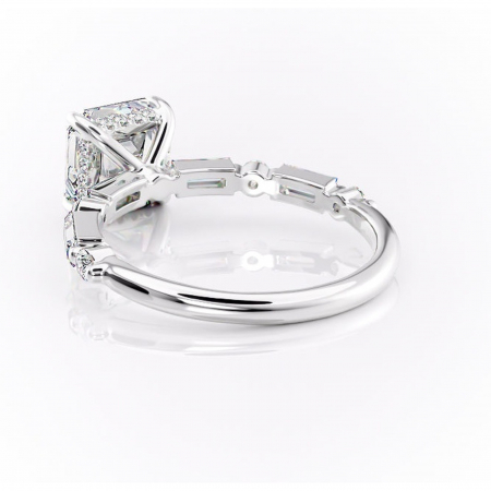 Inel de logodnă Moonstone din aur Alb 14kt cu moissanite tăietură asscher – Pietre laterale rafinată pentru profil înalt | Personalizează și configurează gratuit online [3]