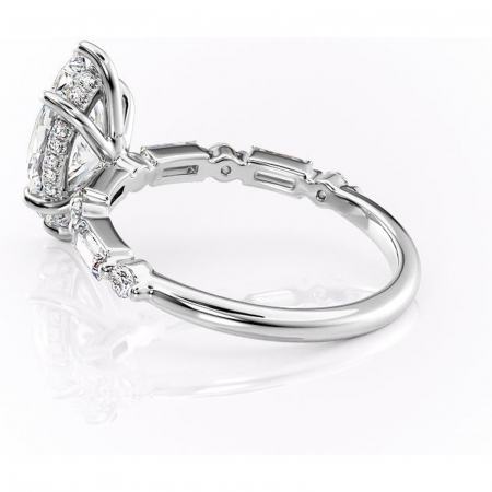 Inel de logodnă Moonstone din aur Alb 14kt cu moissanite tăietură marquise – Pietre laterale rafinată pentru profil înalt | Personalizează și configurează gratuit online [4]