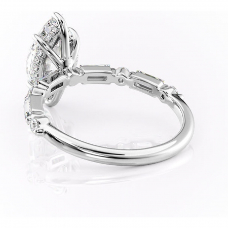 Inel de logodnă Moonstone din aur Alb 14kt cu moissanite tăietură marquise – Pietre laterale rafinată pentru profil înalt | Personalizează și configurează gratuit online [3]