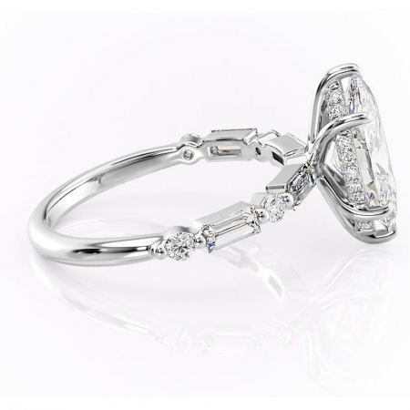 Inel de logodnă Moonstone din aur Alb 14kt cu moissanite tăietură marquise – Pietre laterale rafinată pentru profil înalt | Personalizează și configurează gratuit online [1]