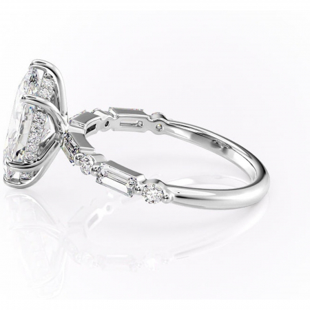 Inel de logodnă Moonstone din aur Alb 14kt cu moissanite tăietură marquise – Pietre laterale rafinată pentru profil înalt | Personalizează și configurează gratuit online [5]