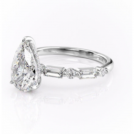 Inel de logodnă Moonstone din aur Alb 14kt cu moissanite tăietură pară – Pietre laterale rafinată pentru profil înalt | Personalizează și configurează gratuit online [6]