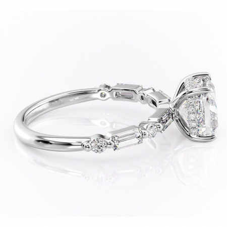Inel de logodnă Moonstone din aur Alb 14kt cu moissanite tăietură pernă – Pietre laterale rafinată pentru profil înalt | Personalizează și configurează gratuit online [1]