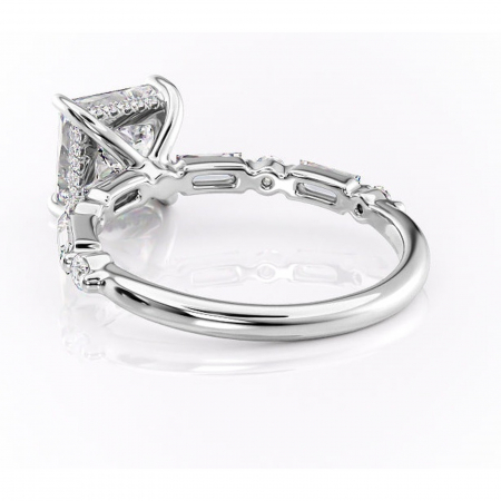 Inel de logodnă Moonstone din aur Alb 14kt cu moissanite tăietură princess – Pietre laterale rafinată pentru profil înalt | Personalizează și configurează gratuit online [3]