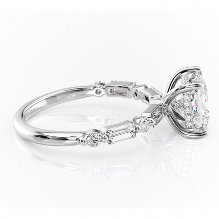 Inel de logodnă Moonstone din aur Alb 14kt cu moissanite tăietură princess – Pietre laterale rafinată pentru profil înalt | Personalizează și configurează gratuit online [1]