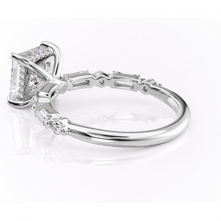 Inel de logodnă Moonstone din aur Alb 14kt cu moissanite tăietură princess – Pietre laterale rafinată pentru profil înalt | Personalizează și configurează gratuit online [4]