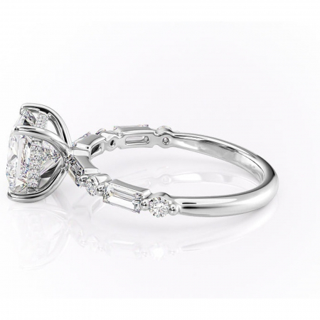 Inel de logodnă Moonstone din aur Alb 14kt cu moissanite tăietură princess – Pietre laterale rafinată pentru profil înalt | Personalizează și configurează gratuit online [5]