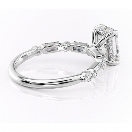 Inel de logodnă Moonstone din aur Alb 18kt cu moissanite tăietură radiantă – Pietre laterale rafinată pentru profil înalt | Personalizează și configurează gratuit online [2]