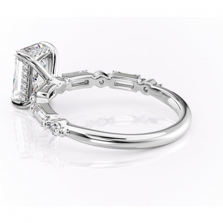 Inel de logodnă Moonstone din aur Alb 18kt cu moissanite tăietură radiantă – Pietre laterale rafinată pentru profil înalt | Personalizează și configurează gratuit online [4]