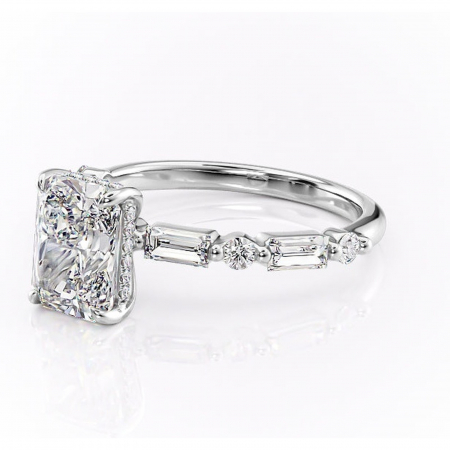 Inel de logodnă Moonstone din aur Alb 18kt cu moissanite tăietură radiantă – Pietre laterale rafinată pentru profil înalt | Personalizează și configurează gratuit online [6]