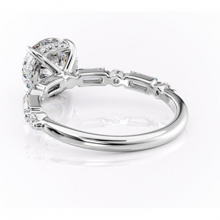 Inel de logodnă Moonstone din aur Alb 14kt cu moissanite tăietură rotundă – Pietre laterale rafinată pentru profil înalt | Personalizează și configurează gratuit online [3]