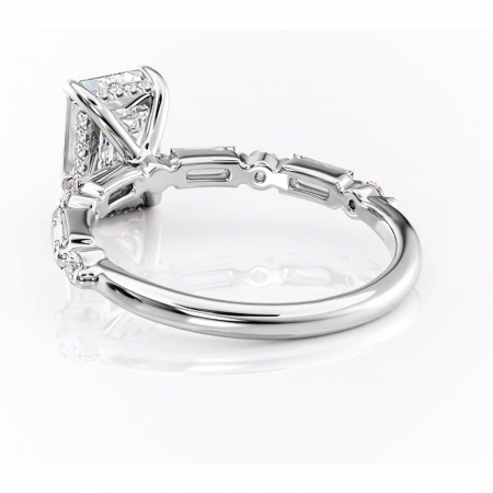 Inel de logodnă Moonstone din aur Alb 14kt cu moissanite tăietură smarald – Pietre laterale rafinată pentru profil înalt | Personalizează și configurează gratuit online [3]