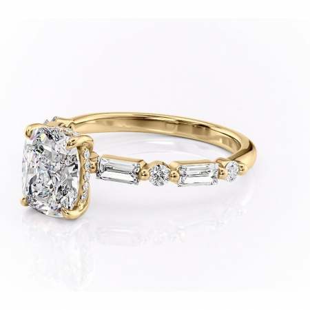 Inel de logodnă Moonstone din aur Galben 14kt cu moissanite tăietură asscher – Pietre laterale rafinată pentru profil înalt | Personalizează și configurează gratuit online [6]