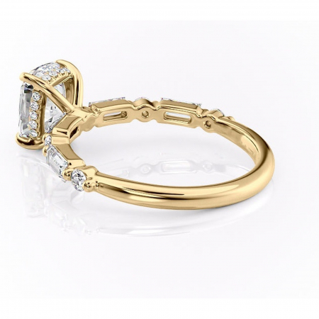 Inel de logodnă Moonstone din aur Galben 14kt cu moissanite tăietură asscher – Pietre laterale rafinată pentru profil înalt | Personalizează și configurează gratuit online [4]