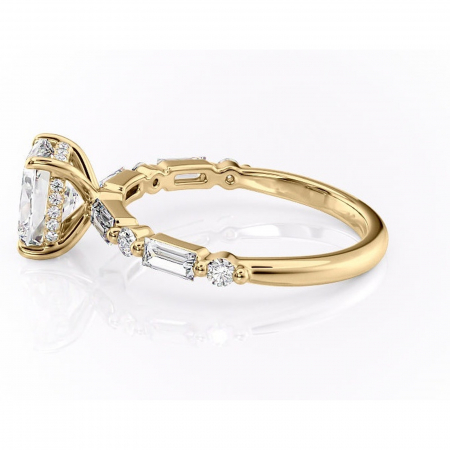 Inel de logodnă Moonstone din aur Galben 14kt cu moissanite tăietură asscher – Pietre laterale rafinată pentru profil înalt | Personalizează și configurează gratuit online [5]