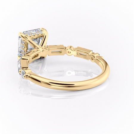 Inel de logodnă Moonstone din aur Galben 18kt cu moissanite tăietură asscher – Pietre laterale rafinată pentru profil înalt | Personalizează și configurează gratuit online [3]