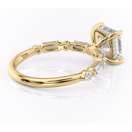 Inel de logodnă Moonstone din aur Galben 14kt cu moissanite tăietură princess – Pietre laterale rafinată pentru profil înalt | Personalizează și configurează gratuit online [2]