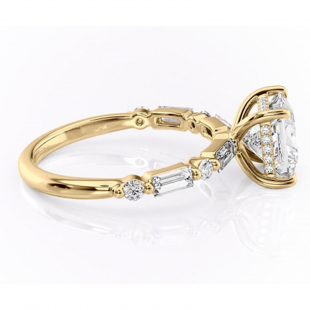 Inel de logodnă Moonstone din aur Galben 14kt cu moissanite tăietură princess – Pietre laterale rafinată pentru profil înalt | Personalizează și configurează gratuit online [1]