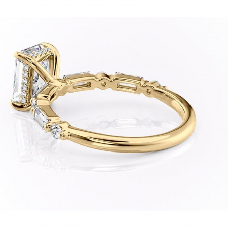 Inel de logodnă Moonstone din aur Galben 14kt cu moissanite tăietură radiantă – Pietre laterale rafinată pentru profil înalt | Personalizează și configurează gratuit online [4]