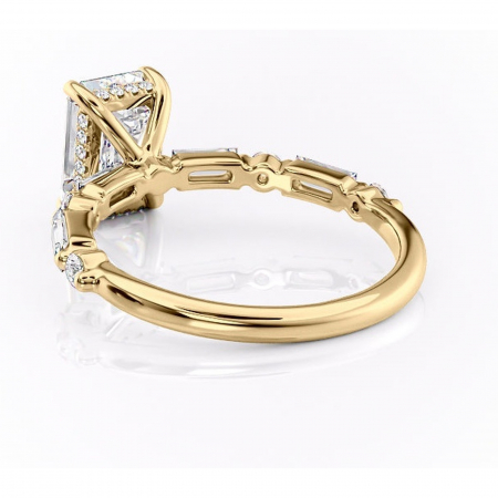 Inel de logodnă Moonstone din aur Galben 14kt cu moissanite tăietură smarald – Pietre laterale rafinată pentru profil înalt | Personalizează și configurează gratuit online [3]