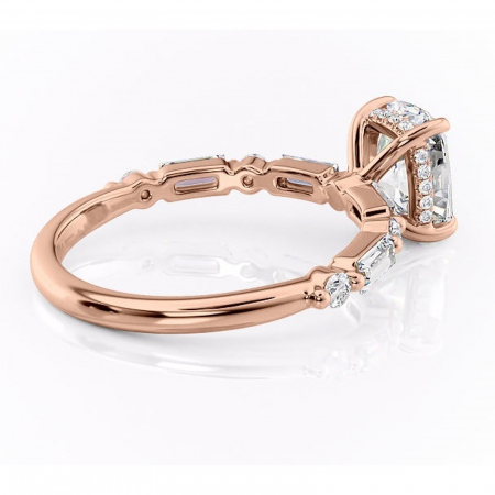 Inel de logodnă Moonstone din aur Rose 14kt cu moissanite tăietură asscher – Pietre laterale rafinată pentru profil înalt | Personalizează și configurează gratuit online [2]