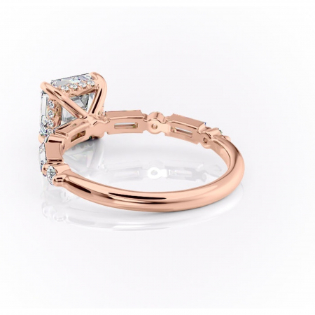 Inel de logodnă Moonstone din aur Rose 18kt cu moissanite tăietură asscher – Pietre laterale rafinată pentru profil înalt | Personalizează și configurează gratuit online [3]