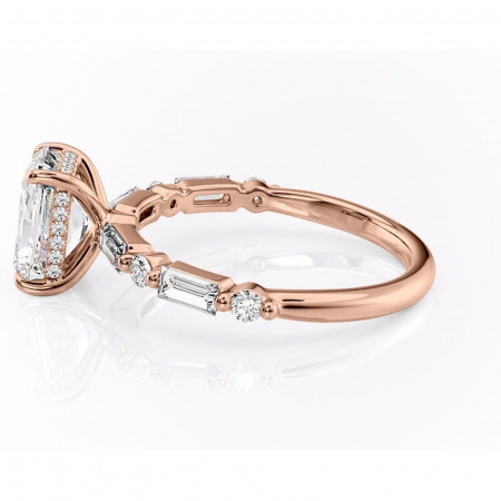 Inel de logodnă Moonstone din aur Rose 14kt cu moissanite tăietură radiantă – Pietre laterale rafinată pentru profil înalt | Personalizează și configurează gratuit online [5]