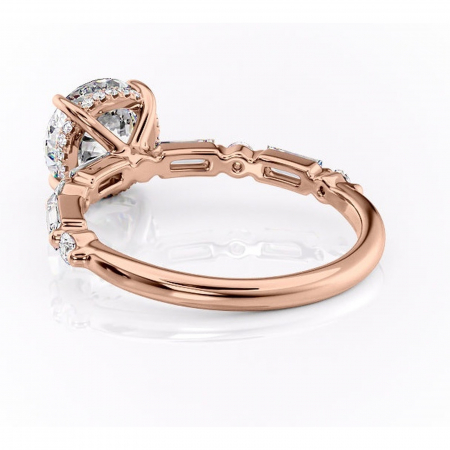 Inel de logodnă Moonstone din aur Rose 14kt cu moissanite tăietură rotundă – Pietre laterale rafinată pentru profil înalt | Personalizează și configurează gratuit online [3]