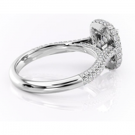 Inel de logodnă Nerina din aur Alb 14kt cu moissanite tăietură pernă – Halo rafinată pentru profil înalt | Personalizează și configurează gratuit online [2]
