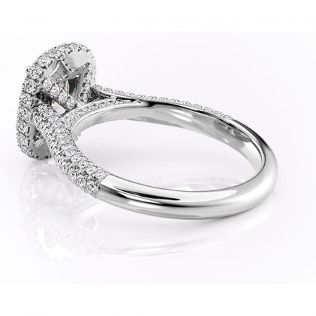 Inel de logodnă Nerina din aur Alb 14kt cu moissanite tăietură pernă – Halo rafinată pentru profil înalt | Personalizează și configurează gratuit online [4]