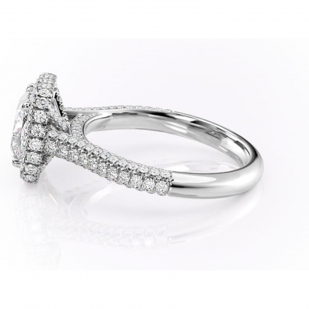 Inel de logodnă Nerina din aur Alb 14kt cu moissanite tăietură pernă – Halo rafinată pentru profil înalt | Personalizează și configurează gratuit online [5]
