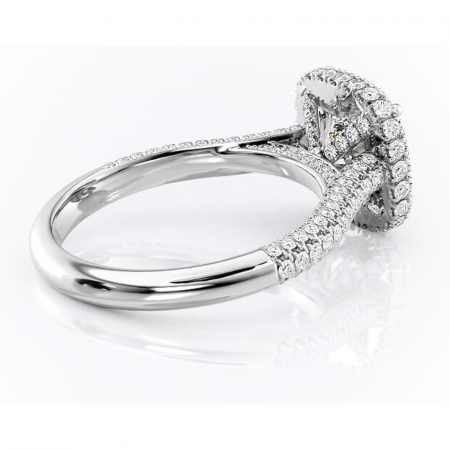 Inel de logodnă Nerina din aur Alb 14kt cu moissanite tăietură pernă – Halo rafinată pentru profil înalt | Personalizează și configurează gratuit online [2]