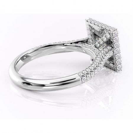 Inel de logodnă Nerina din aur Alb 14kt cu moissanite tăietură princess – Halo rafinată pentru profil înalt | Personalizează și configurează gratuit online [2]