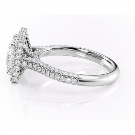 Inel de logodnă Nerina din aur Alb 14kt cu moissanite tăietură princess – Halo rafinată pentru profil înalt | Personalizează și configurează gratuit online [5]