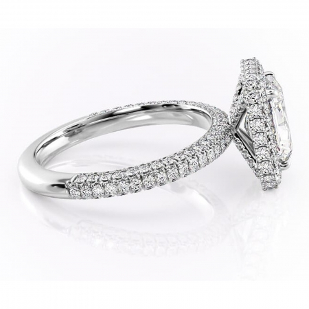 Inel de logodnă Nerina din aur Alb 18kt cu moissanite tăietură radiantă – Halo rafinată pentru profil înalt | Personalizează și configurează gratuit online [1]