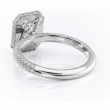 Inel de logodnă Nerina din aur Alb 18kt cu moissanite tăietură radiantă – Halo rafinată pentru profil înalt | Personalizează și configurează gratuit online [3]